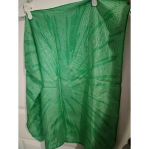 Vintage Glentex Green Polka Dot Sunburst Scarf 26" Square Japan Retro